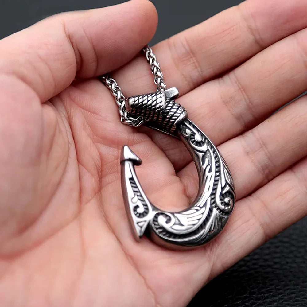 Celtic Fish Hook Pendant — Stainless Steel