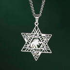 Lion of Judah Star of David Pendant Necklace — Stainless Steel