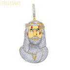 Iced Out Rose Flower Jesus Head Pendant Necklace Two Tone Color CZ Zircon Faith Charm Men Women Hip Hop Fashion Rock