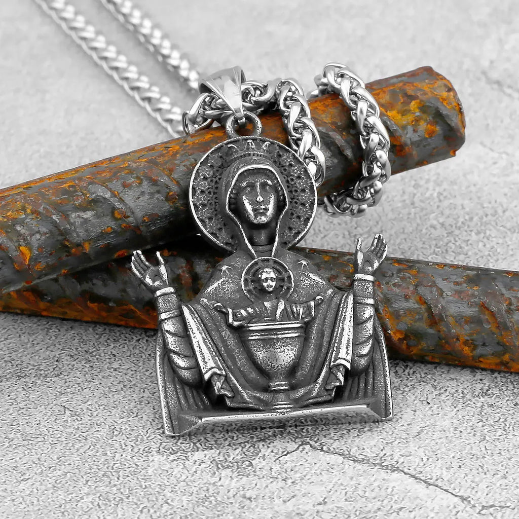 Creative Design Retro Stainless Steel Men's Viking Necklace Religious Belief Jesus Odin Valknut Jewelry Pendant Exquisite Gift