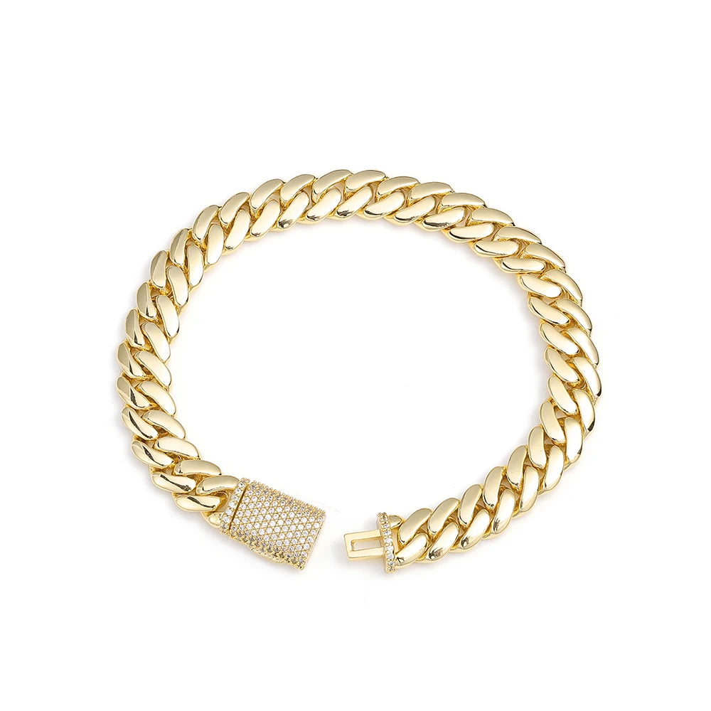 8/12/15/20mm Cuban Link Chain Bracelet Full Micro Pave Cubic Zirconia Hip Hop Jewelry for Men and Women