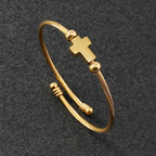 Luxury Stainless Steel Cross Carving Spanish Scripture Man Bracelets For Women Jewelry Couple Gifts