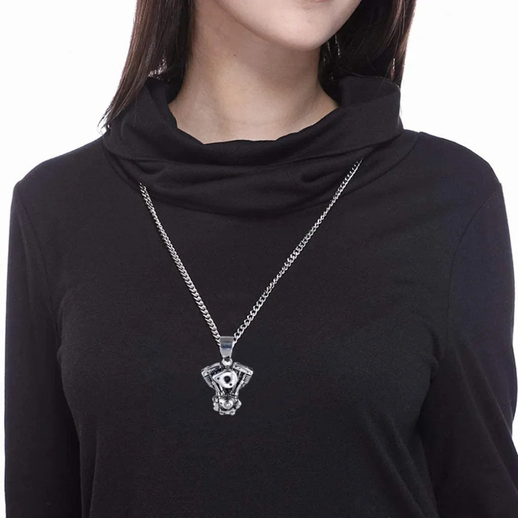 Vintage Motorcycle Chain Necklace Stainless Steel Pendant Biker Punk Gothic Jewelry Accessories