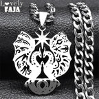 Gothic Double Dragon Star Pendant — Silver