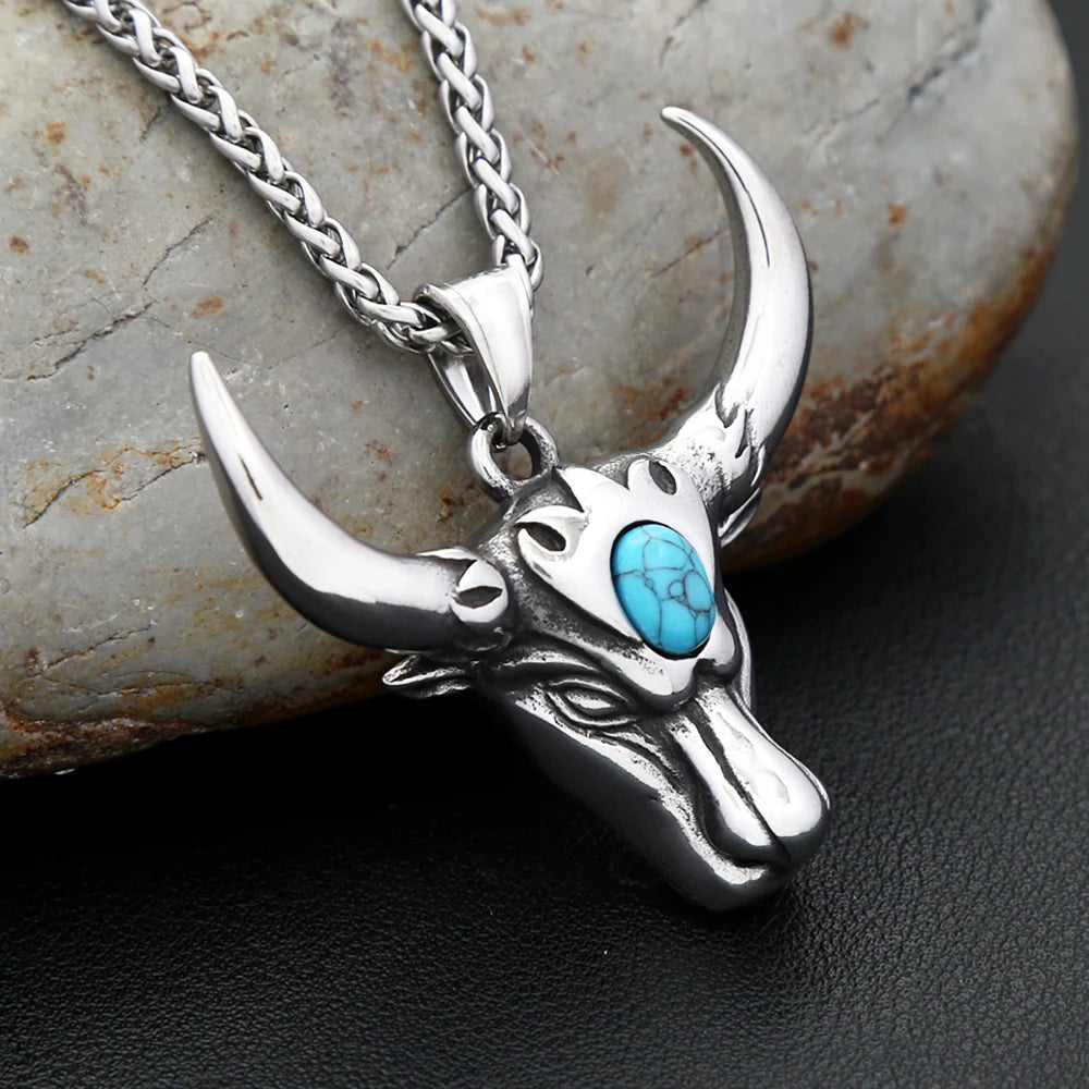 Bull Head Steel Pendant Vintage Punk Zodiac