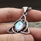 Trinity Opal Knot Pendant — Stainless Steel