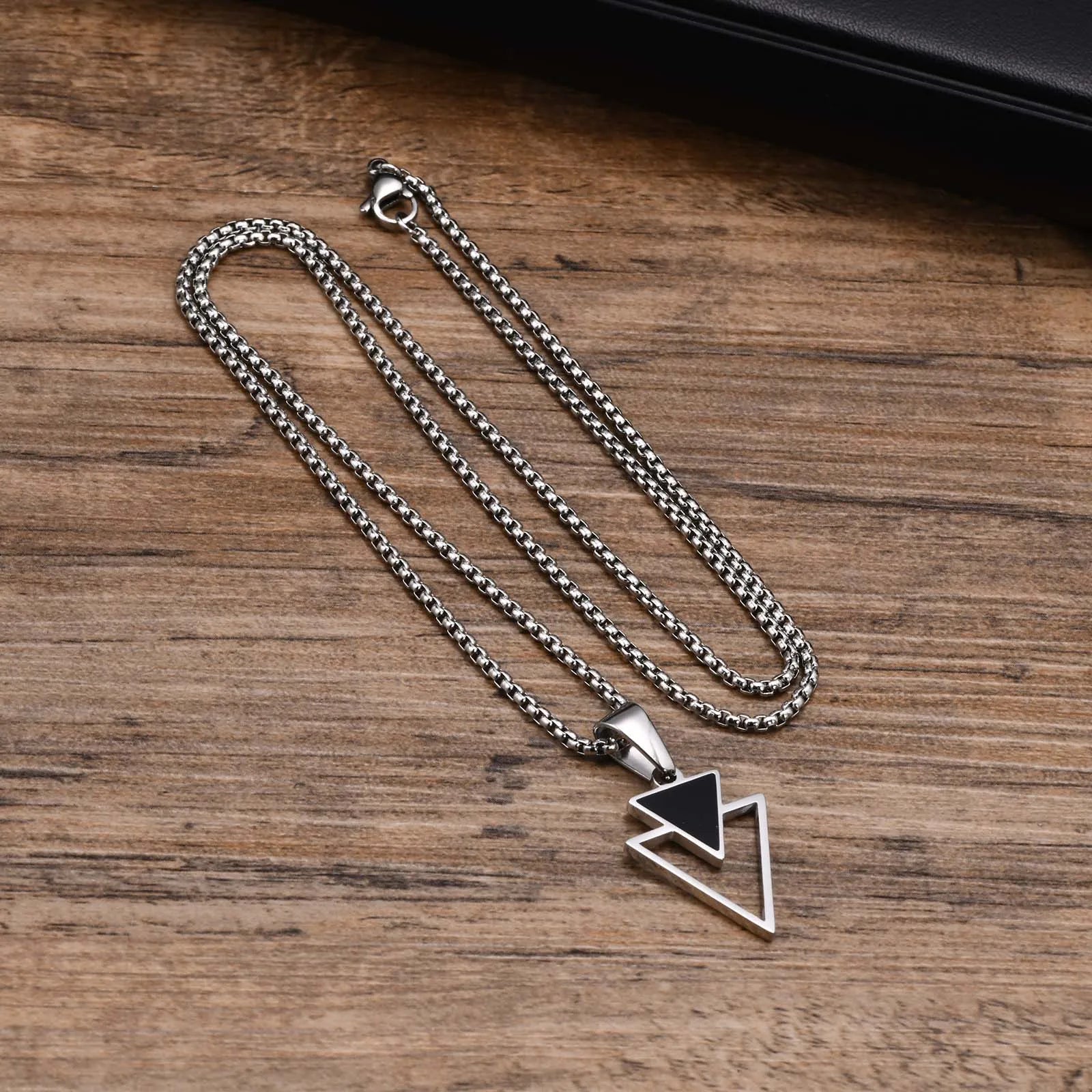 Triangle Geometric Pendant Necklace — Stainless Steel