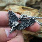 Vintage Punk Raven Skull Pendant Black Stainless Steel Wing Necklace Men Biker Unique Animal Amulet Jewelry Gifts