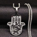 Hamsa Hand of Fatima Stainless Steel Necklaces Men Fatima´s Hand Turkish Eye Necklaces Pendants Jewelry collier homme