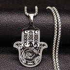 Hamsa Hand of Fatima Stainless Steel Necklaces Men Fatima´s Hand Turkish Eye Necklaces Pendants Jewelry collier homme