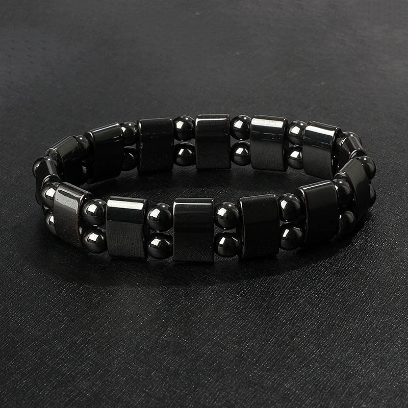Hematite Therapy Stretch Bracelet — Mixed Metal