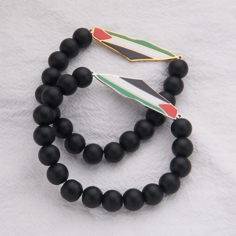 Palestine Flag Steel Bracelet Beaded Hand