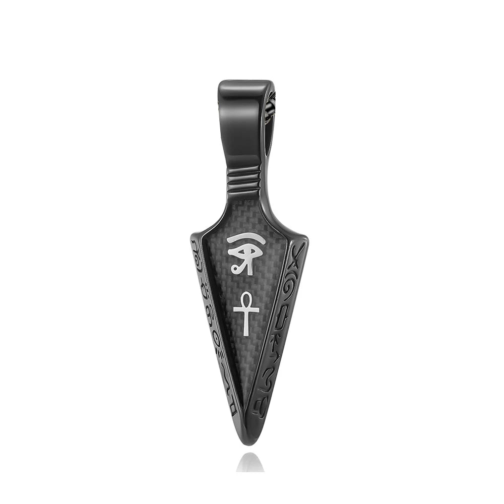 Men's Stainless Steel Ankh Cross Spearhead Pendant Necklaces Fashion Vintage Eye of Horus Necklace Punk Amulet Jewelry