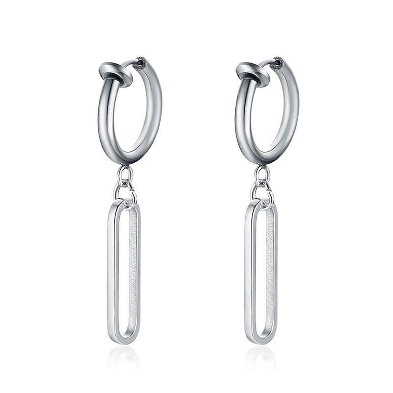 Fashion Stainless Steel Blade Earrings Vintage Razor Hollow Drop Earrings Women Men Punk Jewelry Hip Hop Street Dangle