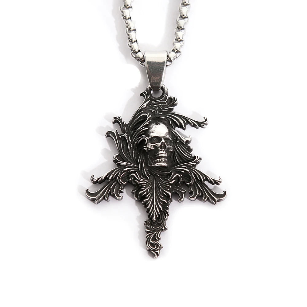 Gothic Death Skull Pendant — Stainless