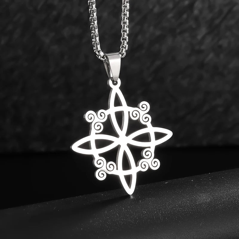 Celtic Witch Knot Pendant Necklace — Steel
