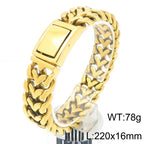 Men Bracelet for Man Gold Color Stainless Steel 16MM Width Heart Shape Chain Bracelets Men's On Hand Wrist Jewelry