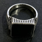 European and American new fashionable retro simple domineering black drip hollow engraving men's ring