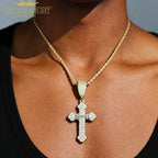 2025 New Arrived Iced Out Bling Sparking 5A Cubic Zirconia CZ Cross Pendant Tennis Chain Necklaces For Men Hip Hop