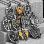 Arch Angel St.Michael Cross Wing Stainless Steel Men Necklaces Pendant Chain Amulet For Women Fashion Jewelry Gift