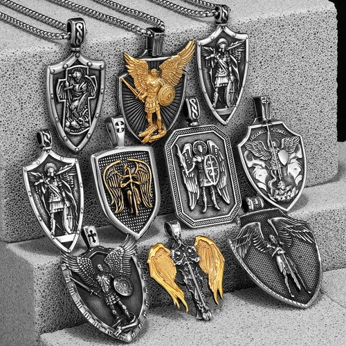Arch Angel St.Michael Cross Wing Stainless Steel Men Necklaces Pendant Chain Amulet For Women Fashion Jewelry Gift