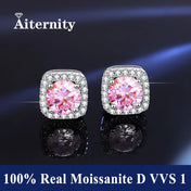Silver-Tone Moissanite Stud Earrings — VVS