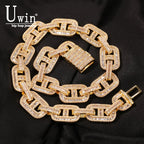 Uwin Miami Necklaces 15mm Cuban Link CZ Baguette Prong Setting  Iced Out Zircon Pave Luxury Bling Jewelry Fashion Hiphop For Men