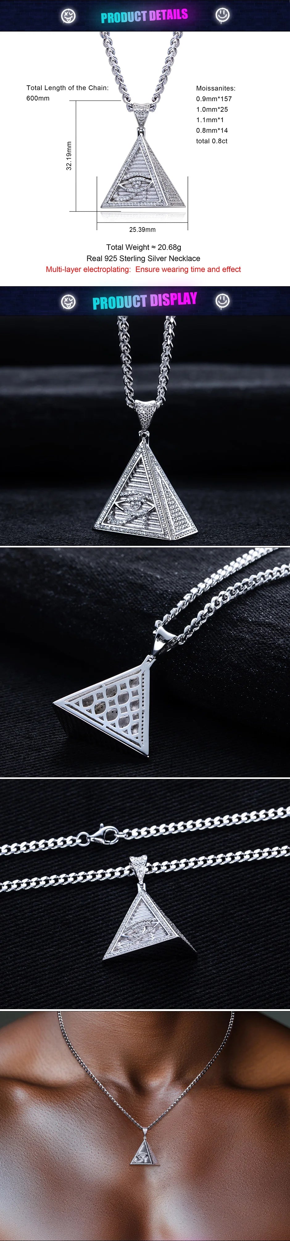 Iced Out Eye of Horus Pendant — 925 Silver