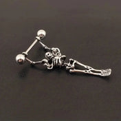 Skeleton Dangle Earrings — Gothic Barbell Pierced