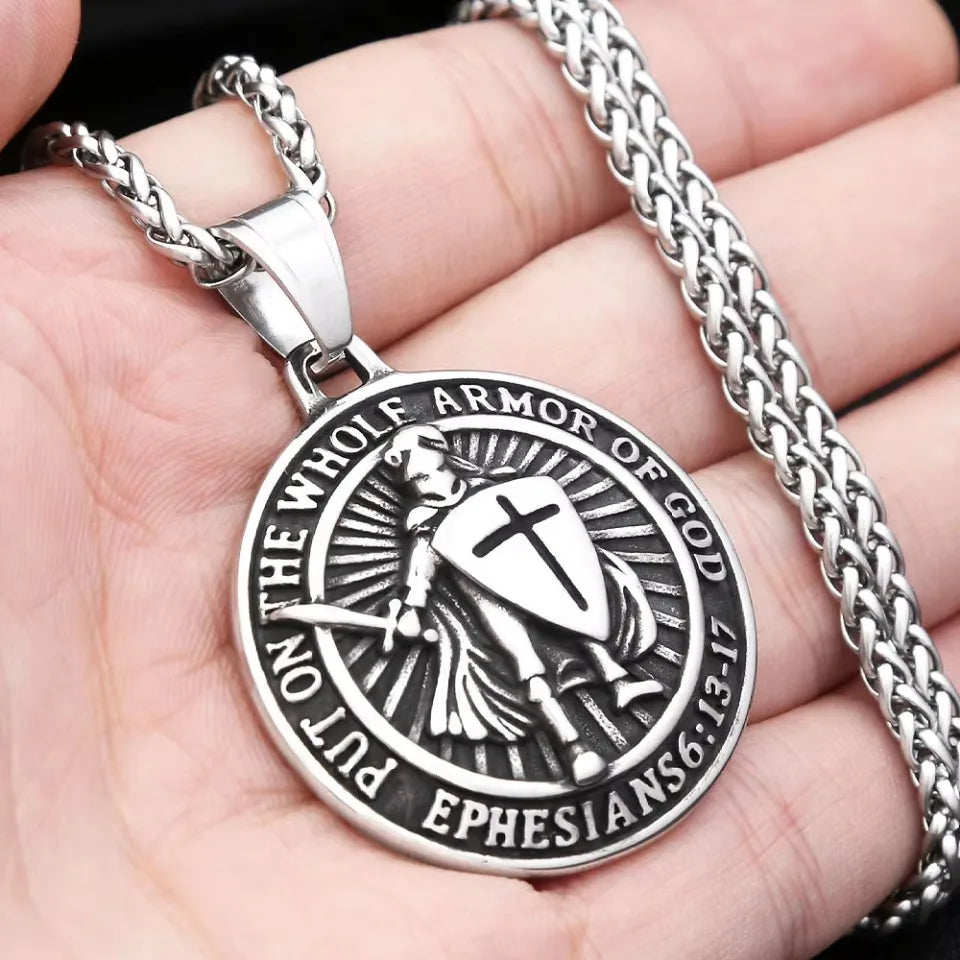 Templar Cross Steel Pendant Vintage Sword Knight