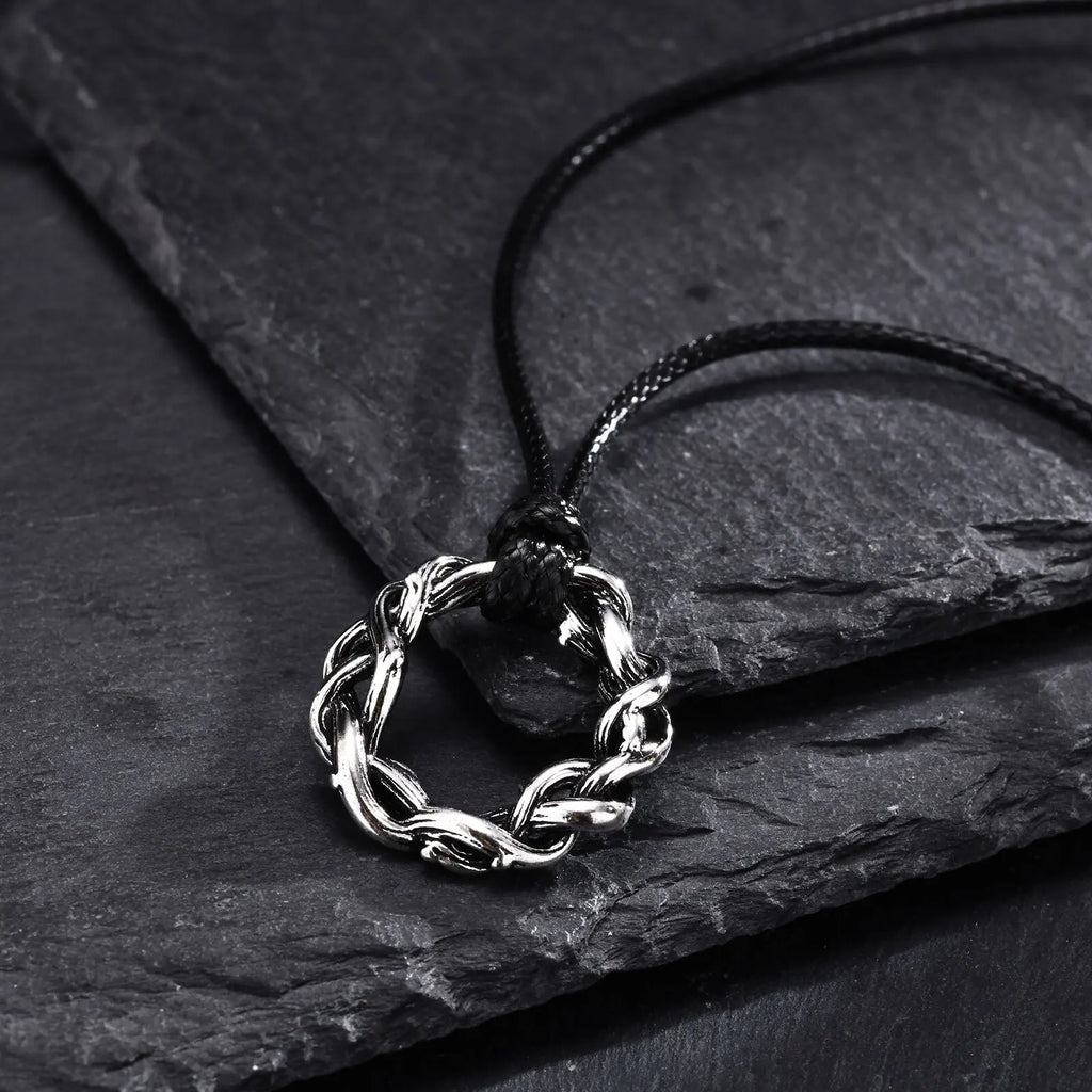 Thorns Braided Wreath Pendant Necklace