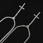 Iced Out Cross Pendant Tennis Chain Necklace — Copper Alloy