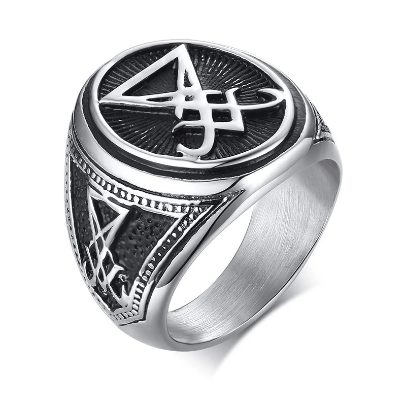 Leviathan Cross Signet Ring — Stainless Steel