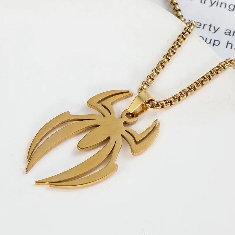 Silver Spider Pendant Necklace Box Chain