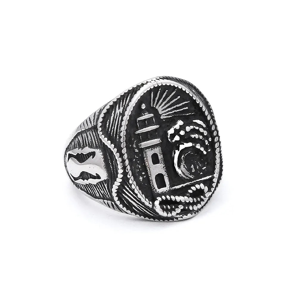 Viking Odin Compass Ring — Stainless Steel