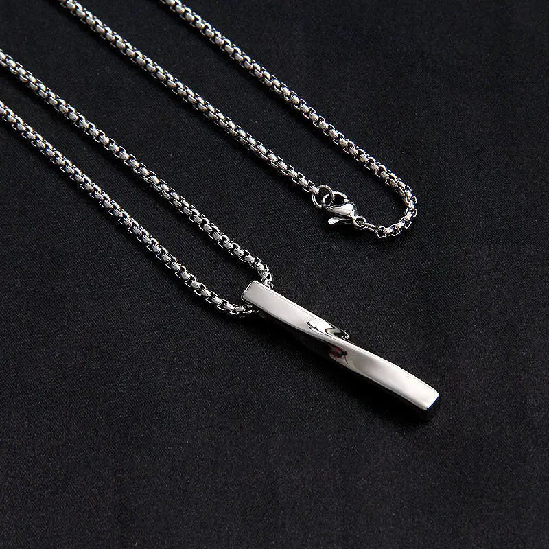 Silver Minimal Spiral Pendant Necklace Stainless
