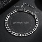 Width 6/8mm 316L Stainless Steel Men's Goth Y2K Cuban Style Fashion Bracelet America N Retro Steampunk Accessories