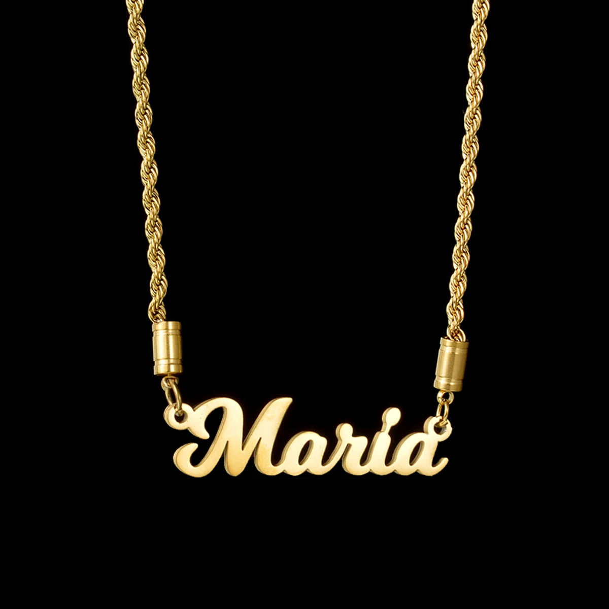 Atoztide Personalized Customized Brand Logo Names Pendant Necklace Stainless Steel Thick Chain for Men Women Jewelry
