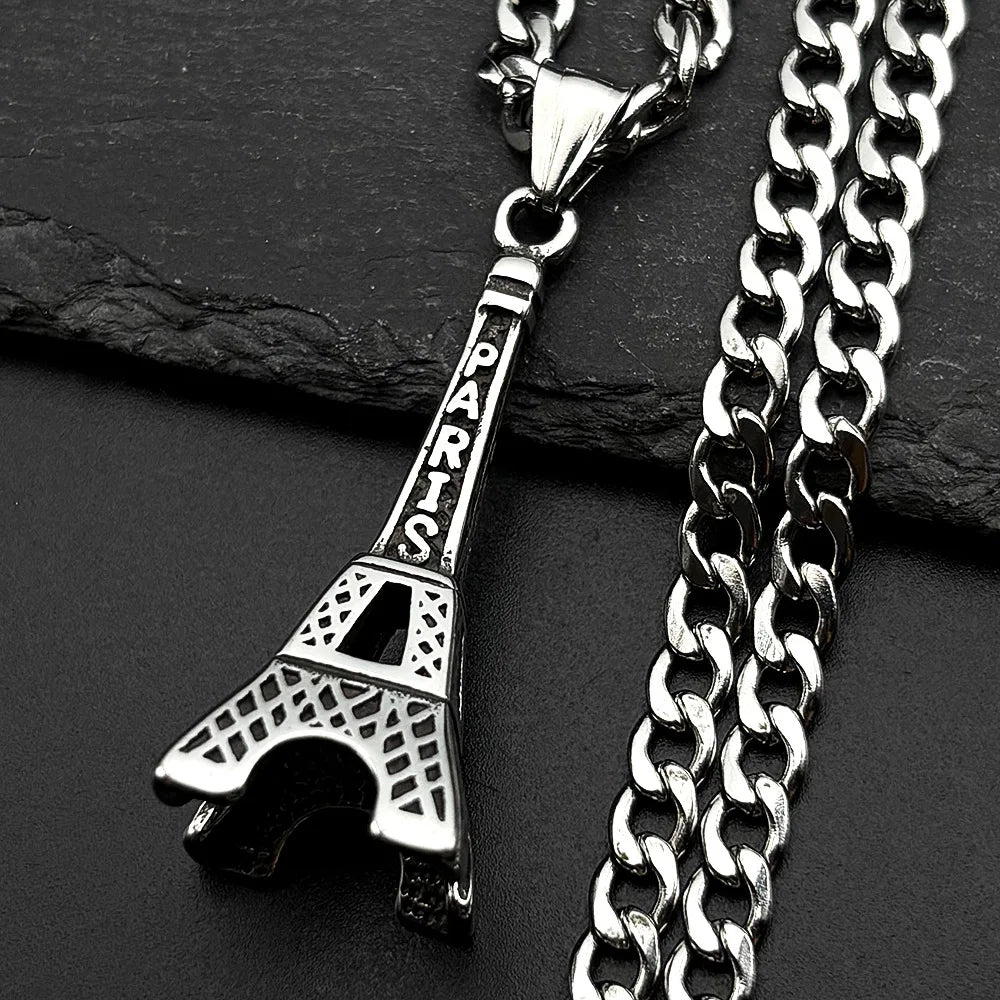 Steel Pendant 316L Paris Eiffel Tower Street