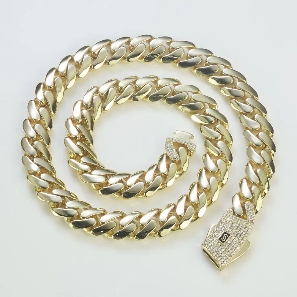 Two-Tone Cuban Chain Necklace VVS Moissanite