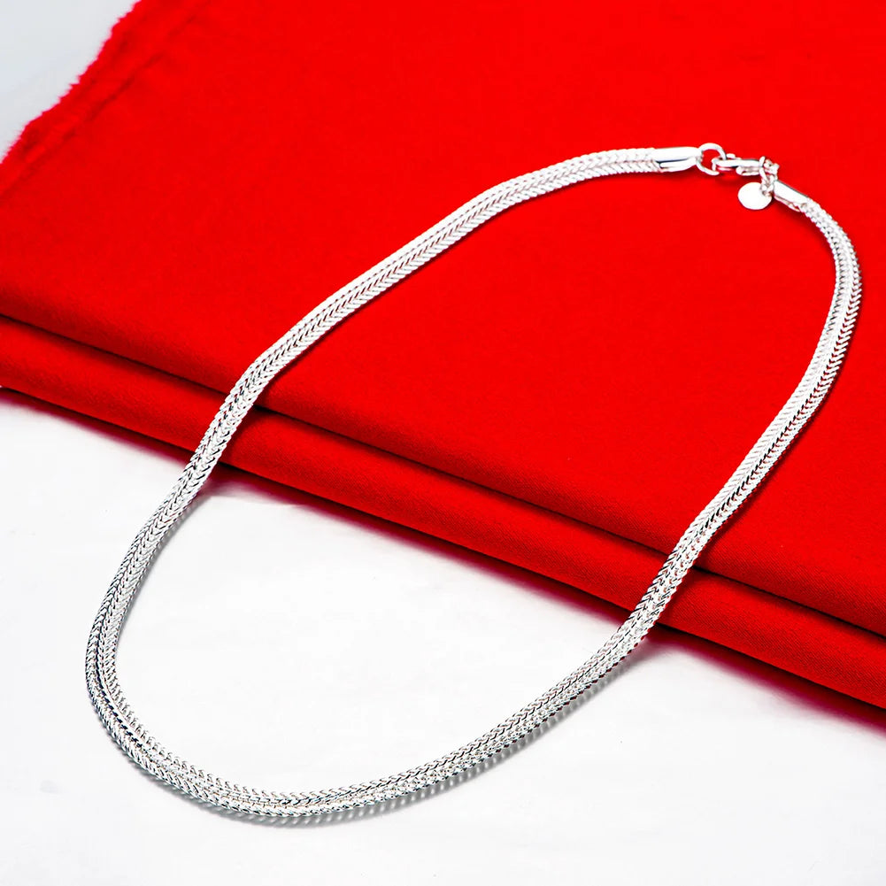 925 Sterling Silver Trendy Chain Necklace for Women Men Lady Jewelry Designer Wedding Engagement Gifts 50-60cm