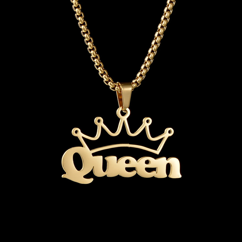 Customized Names Pendant Necklace Stainless Steel Personalized Jewelry Cuban Thick Chain for Men Women Detachable Necklace Gift