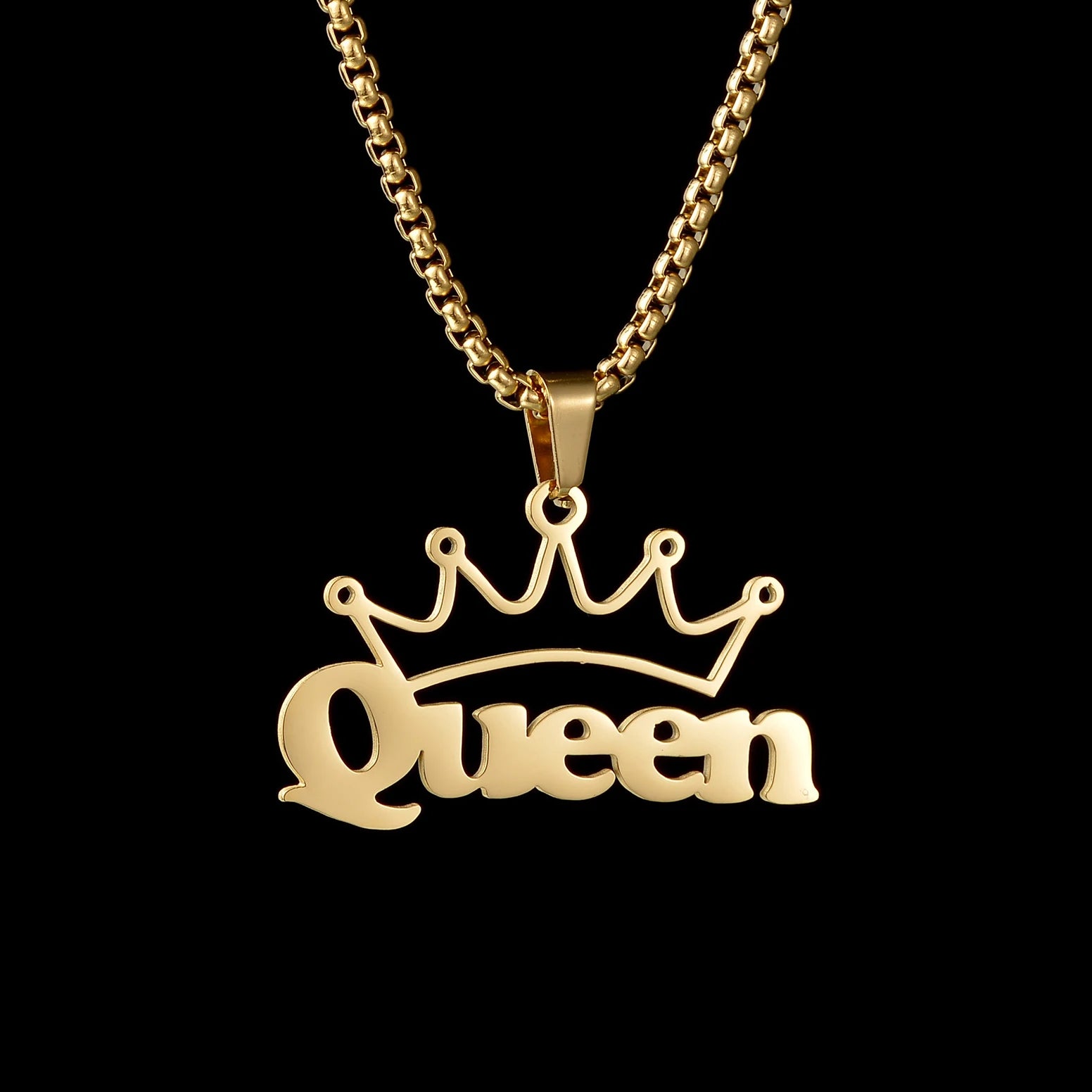 Customized Names Pendant Necklace Stainless Steel Personalized Jewelry Cuban Thick Chain for Men Women Detachable Necklace Gift