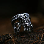 2022 NEW Men's 316L stainless-steel rings Vintage Steam punk SKULL with sheep Fashion Gothic Motorcycle Jewelry free