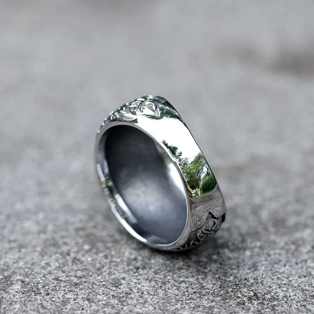 2023 New Updated Design Lucifer Satan Signet Ring For Men With Black Stone Stainless Steel Vintage Jewelry Gift free