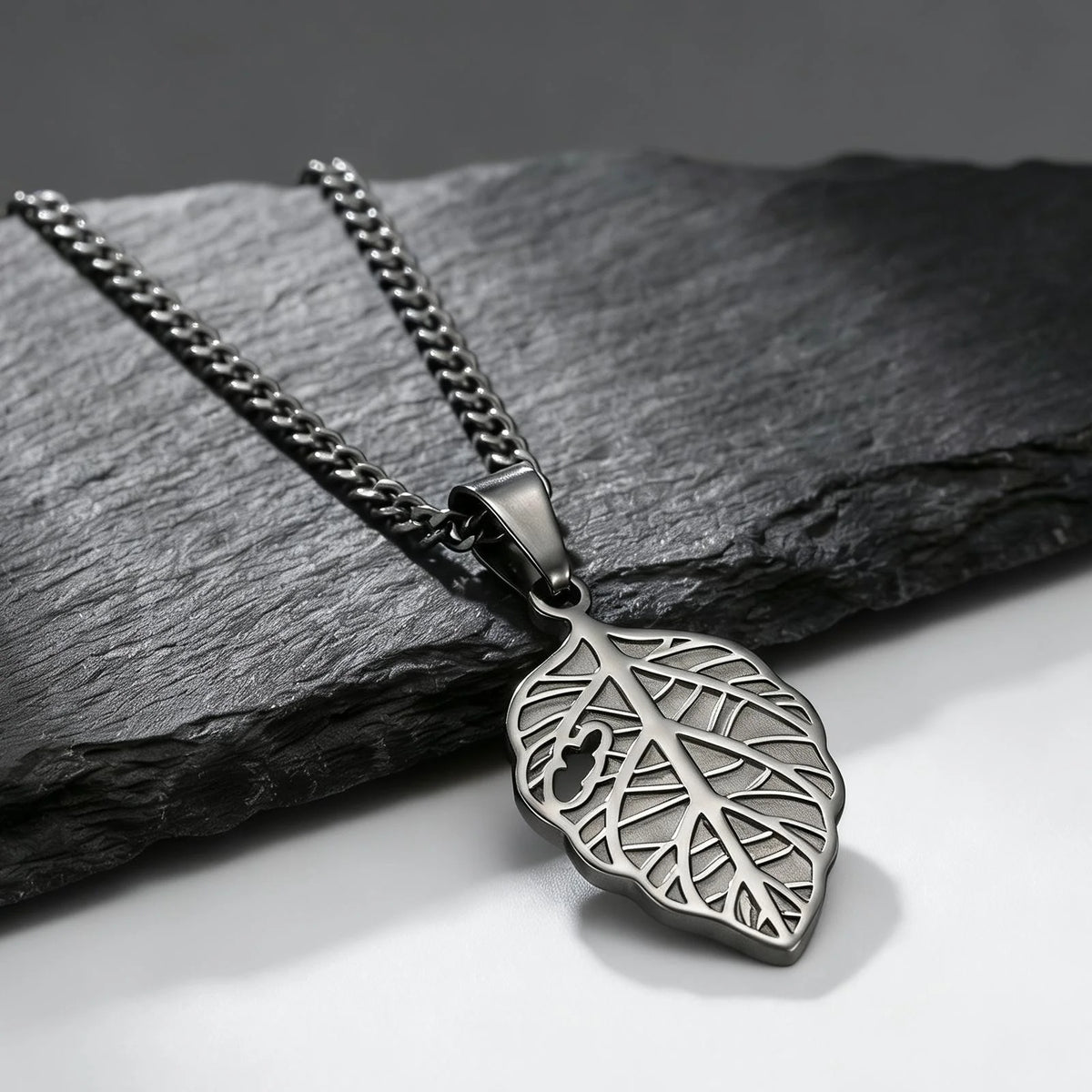 Vintage Maple Leaf Pendant Necklace for Men — Stainless Steel