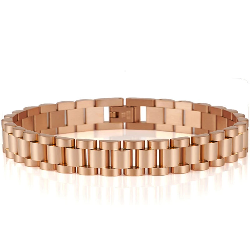 316L Stainless Steel Bracelet For Man Women 15MM Wide Link Watch Chain Men's Bracelets Necklaces Mannen Armband Hand