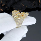 Gold Crown Ring Iced Out CZ Statement