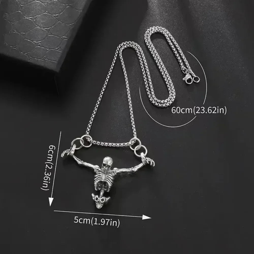 Punk Hip Hop Punished Man Skull Pendant Necklace Men Women Vintage Jewelry