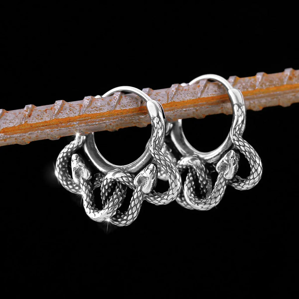 Nordic Viking Snake Tail Stud Earrings Amulet — Stainless Steel